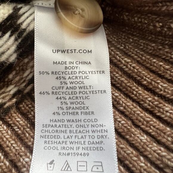 UpWest Cardigan Sweater Mens Lg Shawl Collar Wool Blend Fair Isle Cozy Grandpa - Picture 4 of 10